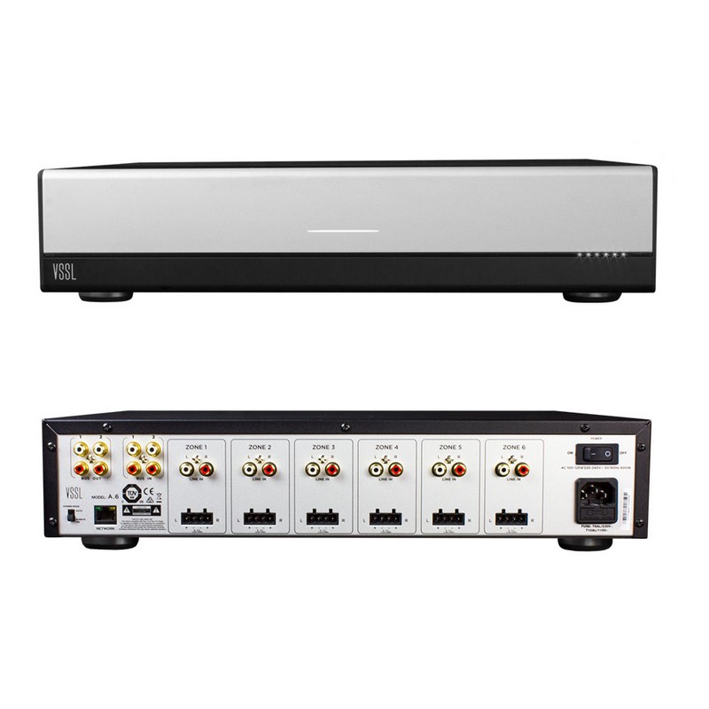 VSSL A.6 | Streaming audio ενισχυτής 6 ζωνών για multiroom CI, 12x 50W/8Ω RMS, ασημί/μαύρος