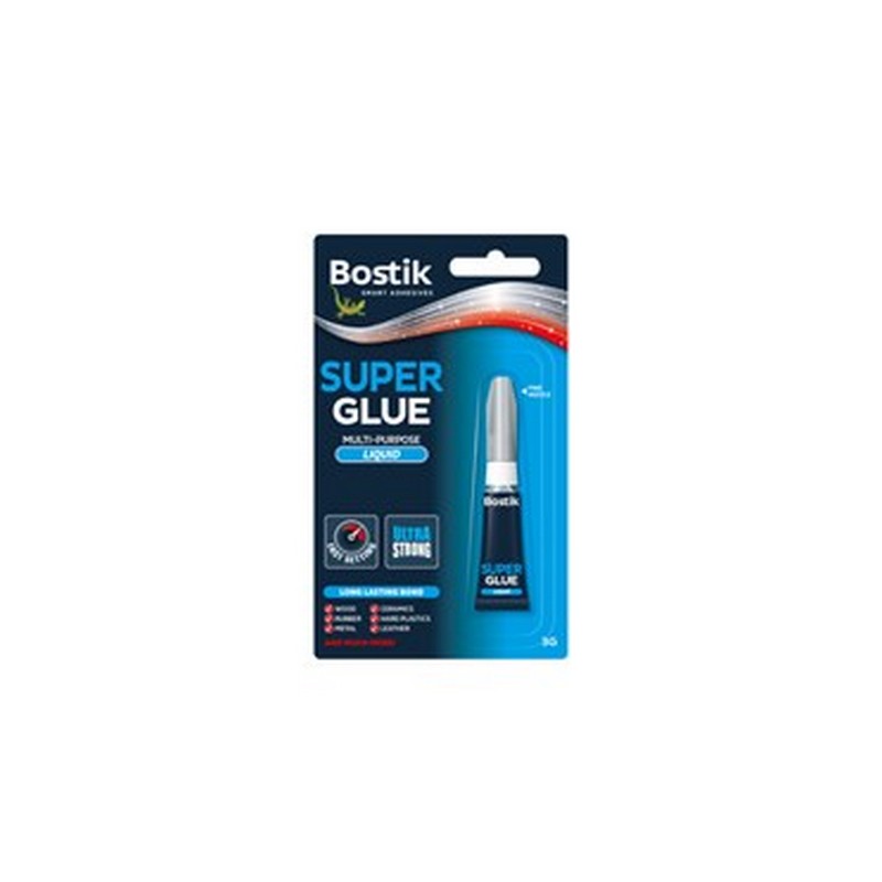 Διάφανη Πανίσχυρη Κόλλα Στιγμής Bostik Super Glue 3g